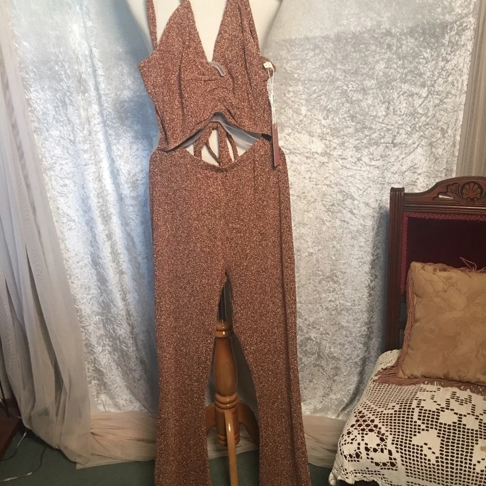 Miss Lola Cut Out Sparkly Jumper flared bottom size Small